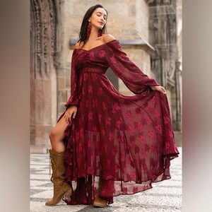 Mia Joy Burgundy Long Dress